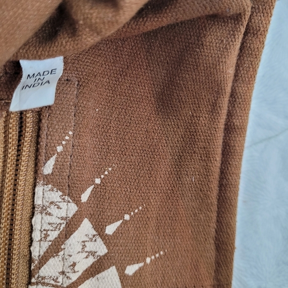 Catchfly Studio Aztec Rug Southwest Beaded Boho Aqua Brown Leather Crossbody Bag - Picture 5 of 12